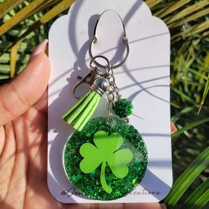Lucky Keychain, Green Shamrock Keychain, St Patrick's Day accessories
